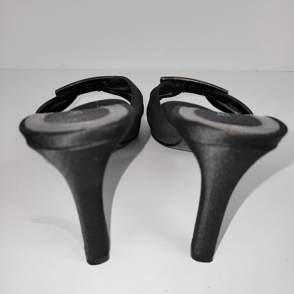 Enzo Angiolini Eamoria Black Fabric Heeled Slide w/Rhinestones Womens Shoes SZ 6 - Picture 5 of 10